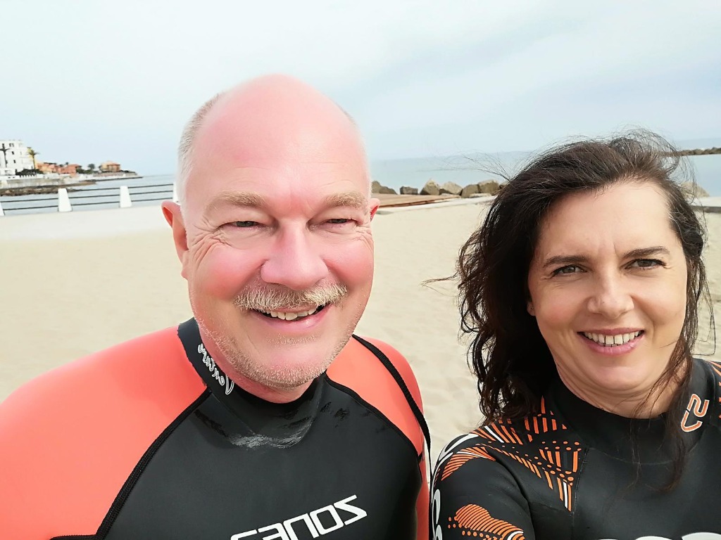 Con un allievo in spiaggia